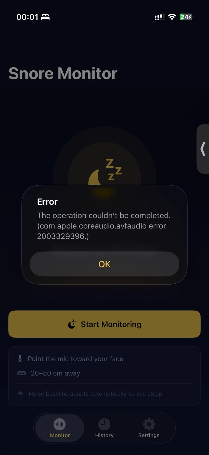 com.apple.coreaudio.avfaudio error 2003329396